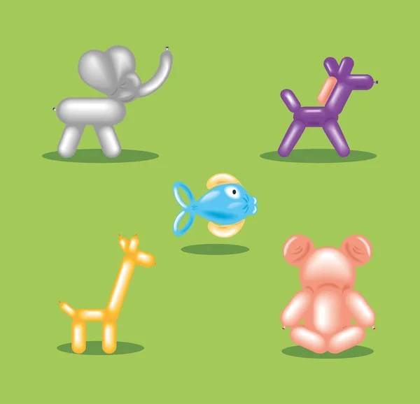 Ikony sbírka zvířat balónky — Stockový vektor