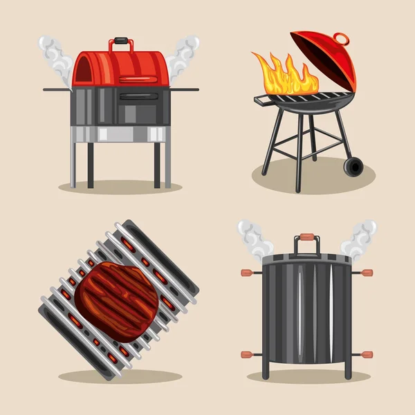 Barbacoa parrillas equipo — Vector de stock