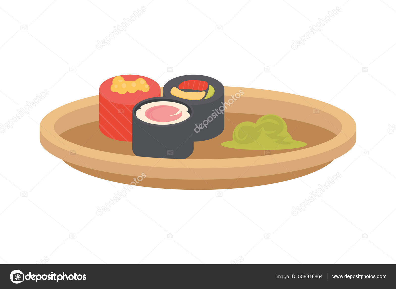 Pixel art tai nigiri sushi ícone de vetor de comida japonesa para