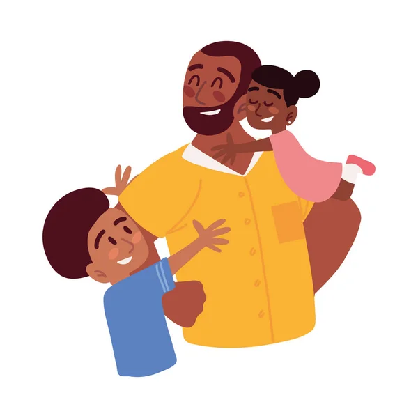 Ένας πατέρας με τα παιδιά του. — Διανυσματικό Αρχείο