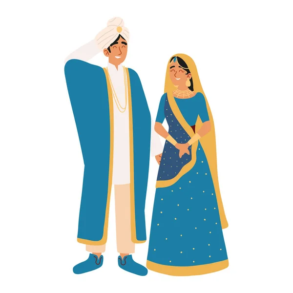 Hindu wedding couple portrait — Stock Vector