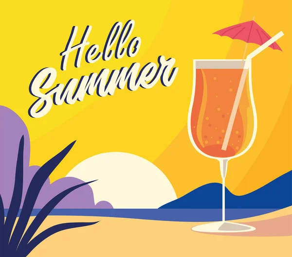 Hola cartel de verano — Archivo Imágenes Vectoriales