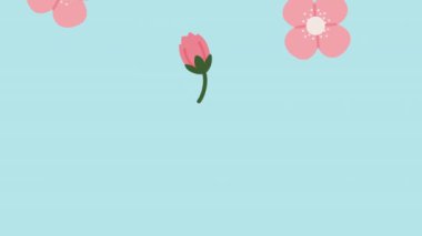 Pembe çiçek desenli bahar mevsimi dekorasyonu