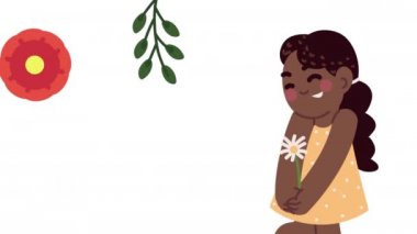 Bahar çiçekli afro küçük kız