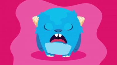 mavi canavar komik karakter animasyonu