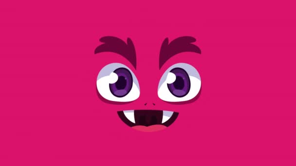 růžové komické monstrum tvář animace znaků