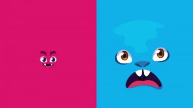 İki komik canavar karakterlerle yüzleşir