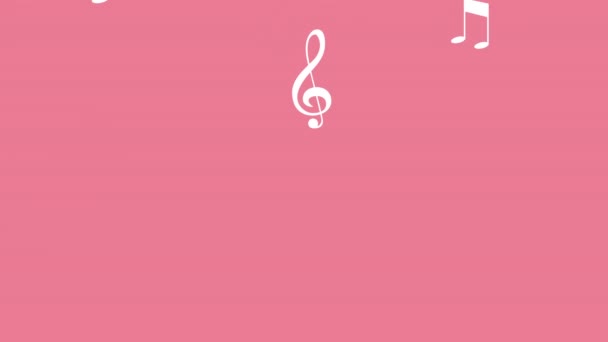 Music notes pattern in pink background — Stock Video
