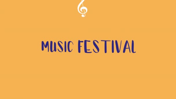 Muziekfestival belettering en muzieknoten — Stockvideo
