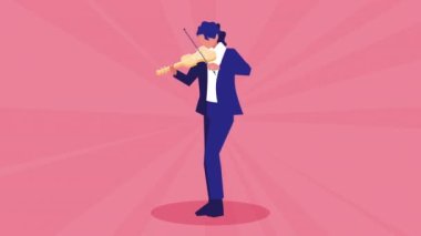 Erkek müzisyen keman çalıyor.