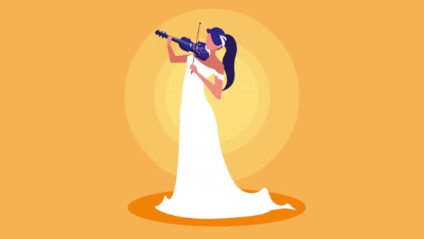 Musicista femminile suonare personaggio violino — Video Stock