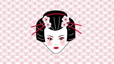 Güzel geyşa Japon kafa animasyonu