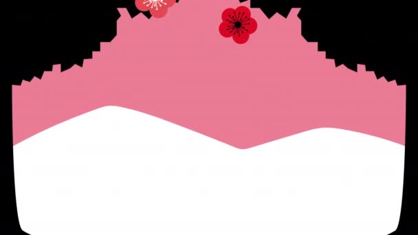 Animación de paisaje patrón floral japonés — Vídeo de stock