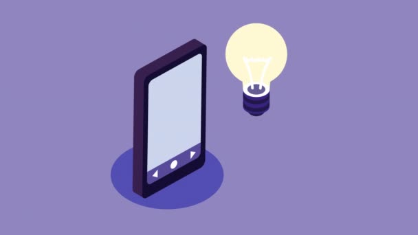 Smartphone device with bulb light — Stock Video