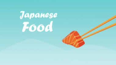 Japon yemekleri ve somonlar dükkânda.