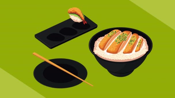 Makanan Jepang unagi no kabayaki — Stok Video