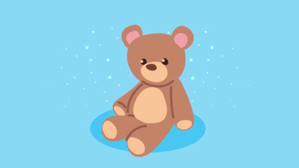Björn teddy barn leksak animation — Stockvideo