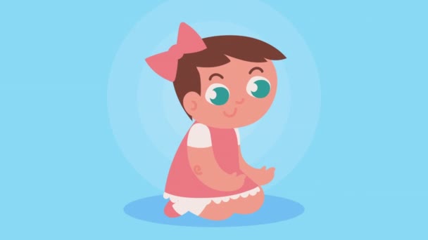 Анимация персонажей маленьких девочек — стоковое видео