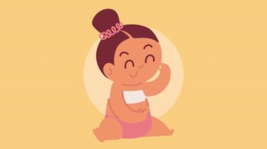 Küçük kız bebek oturmuş karakter animasyonu