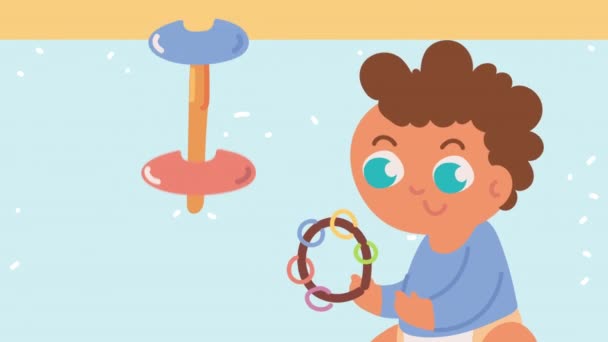 Petit garçon bébé avec jouets personnage animation — Video