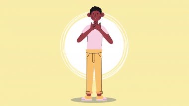 Afro adam ayakta karakter animasyonu