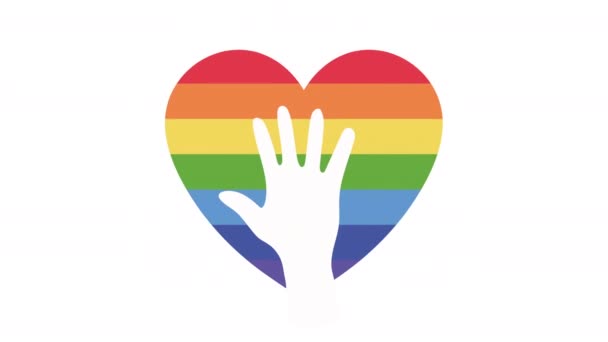 Lgtbi community hand in heart animation — Stock Video