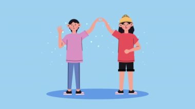 Igtbi lezbiyenleri çift karakterli animasyon