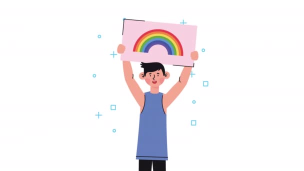 Lgtbi community gay met label animatie — Stockvideo