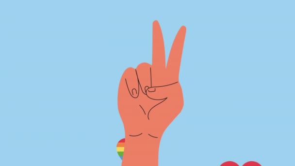 Анимация рук и сердец сообщества lgtbi — стоковое видео