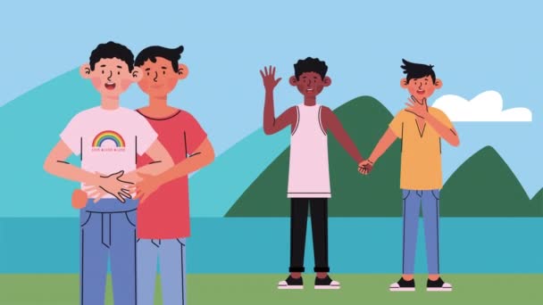 Lgtbi community schwule gruppe animation — Stockvideo
