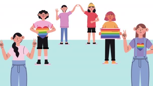 Lgtbi la comunidad personas personajes animación — Vídeo de stock