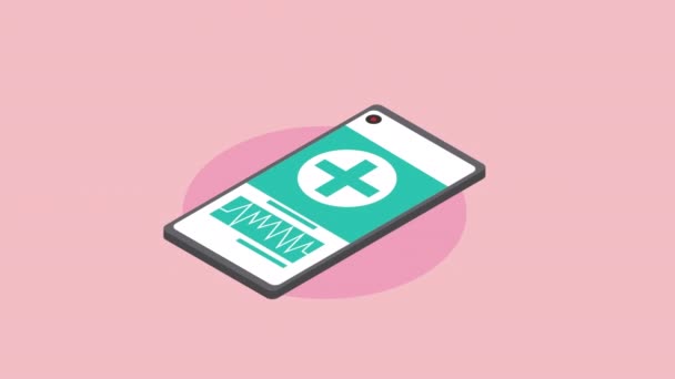 Medische gezondheidszorg app in smartphone animatie — Stockvideo