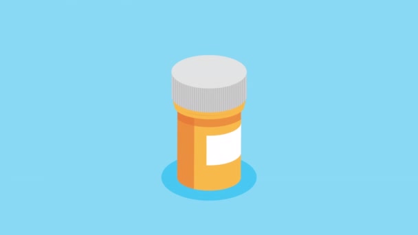 Medicina saúde pote e pílulas animação — Vídeo de Stock