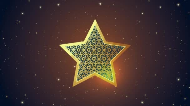 Eid mubarak animación con estrella dorada — Vídeos de Stock