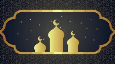 Altın cami kuleleriyle bayram mübarek animasyonu