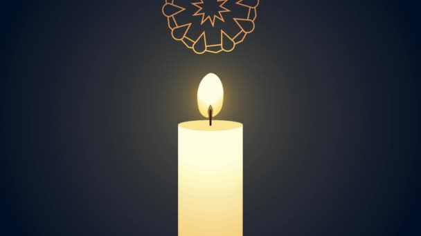 Eid mubarak animation with candles and mandalas — Stock Video