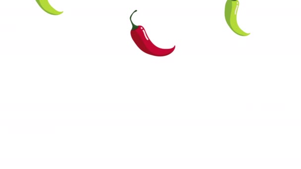 Mexicaanse cultuur animatie met chili pepers patroon — Stockvideo