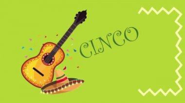 Meksika şapkası ve gitarlı Cinco de Mayonez.