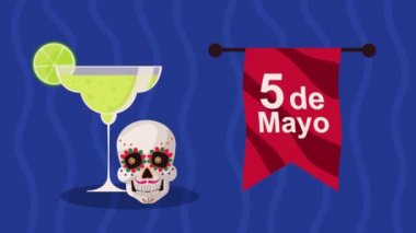 Çelenk ve margaritalı cinco de mayonez.