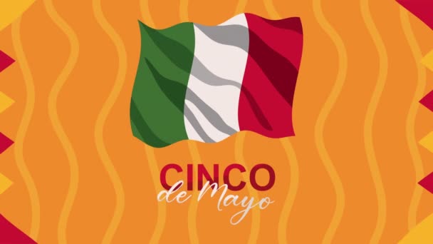 带有墨西哥国旗和花环的cinco de mayo字母 — 图库视频影像
