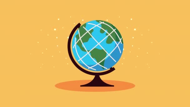世界地图学校用品动画 — 图库视频影像