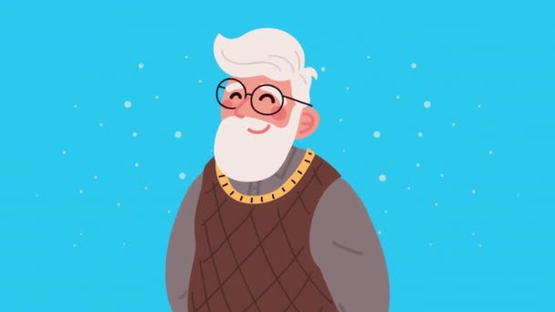 Anciano con gafas de animación — Vídeo de stock