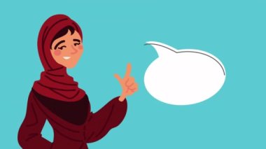 Karakter animasyonu konuşan Arap genç kadın