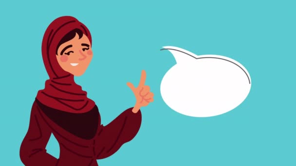 Arabe jeune femme parlant animation de personnage — Video