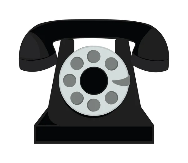 Negro vintage teléfono — Vector de stock
