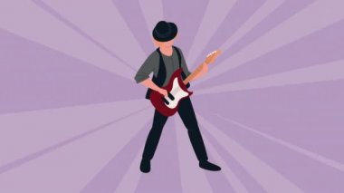 Gitar çalan erkek müzisyen elektrik animasyonu