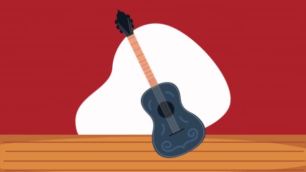 Guitar musical instrument element animation — Stock Video