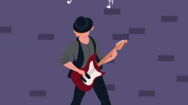 Elektro gitar çalan erkek müzisyen