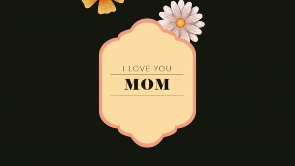 Happy mothers day lettering in frame with flowers — Stock Video