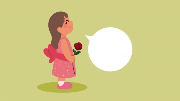 Mała dziewczynka z animacją bańki mowy — Wideo stockowe